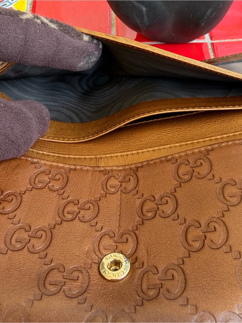 Gucci Brown Monogram Continental Wallet - Picture 6 of 10